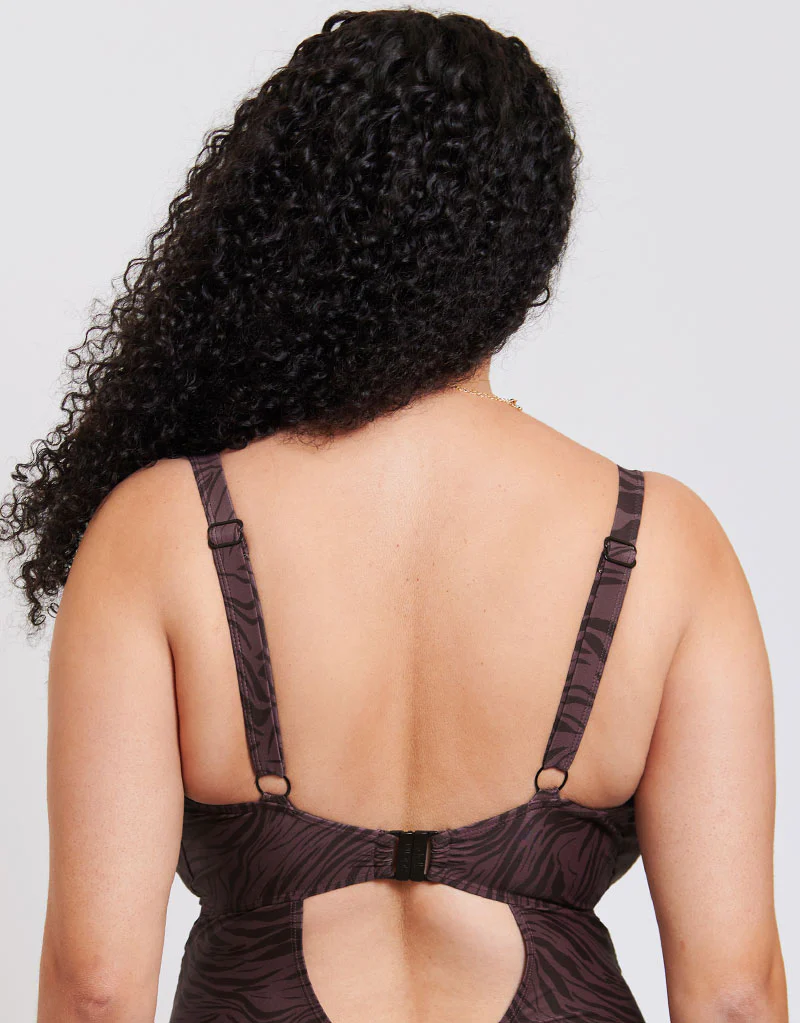 Adella Calypso Plunge Control Swimsuit Mulberry Purple Zebra Print - Image 5