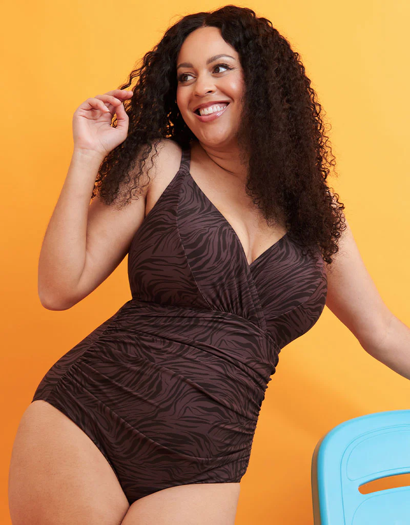 Adella Calypso Plunge Control Swimsuit Mulberry Purple Zebra Print - Image 7