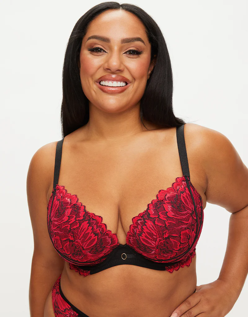 Ann Summers Nightfall Padded Plunge Bra Black/Red - Image 3