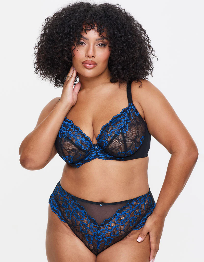 Ann Summers Sexy Lace High Waist Brazilian Brief Black/Blue - Image 4