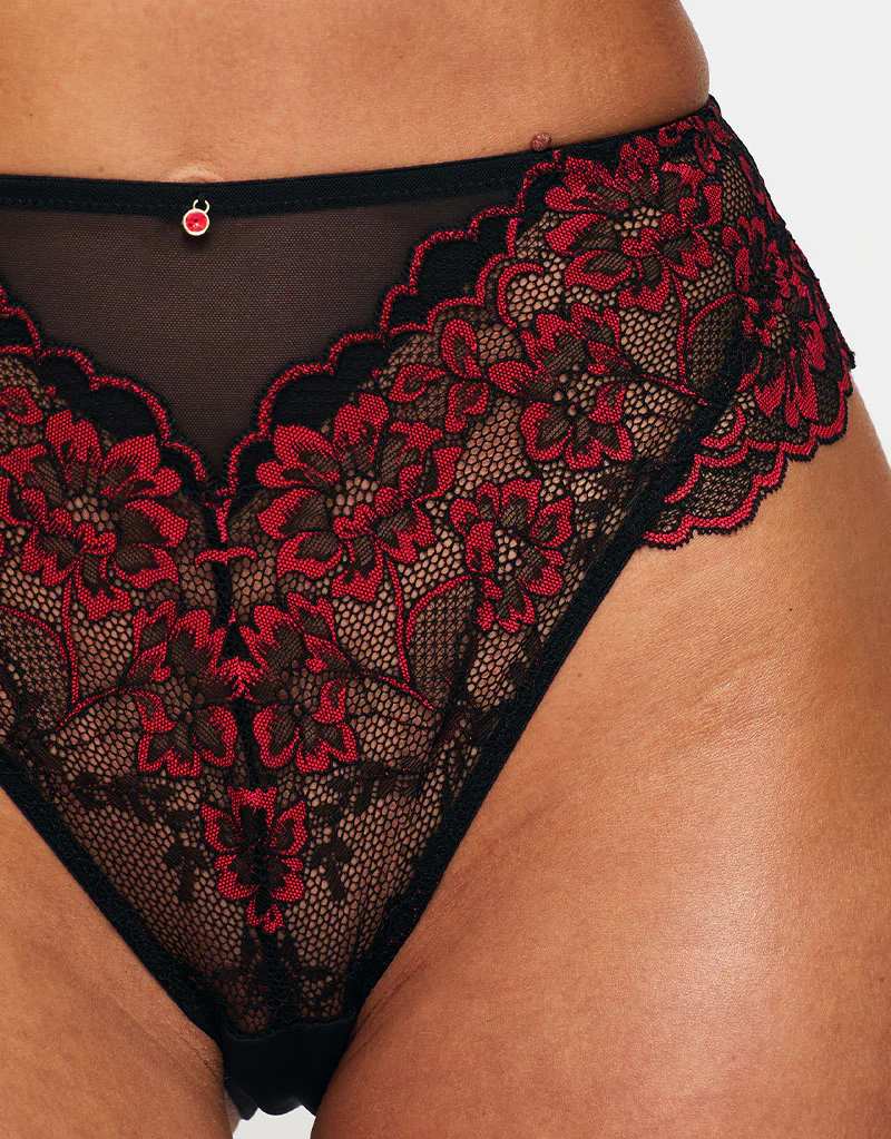 Ann Summers Sexy Lace High Waist Brazilian Brief Black/Red - Image 2