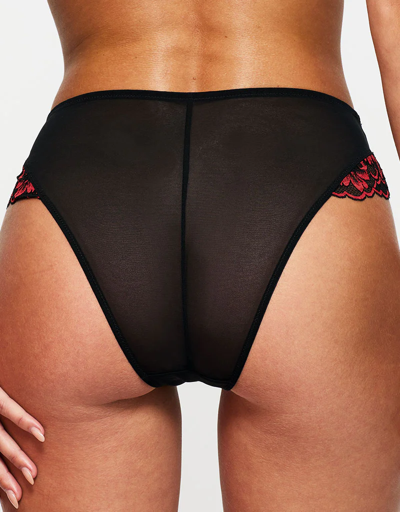 Ann Summers Sexy Lace High Waist Brazilian Brief Black/Red - Image 3