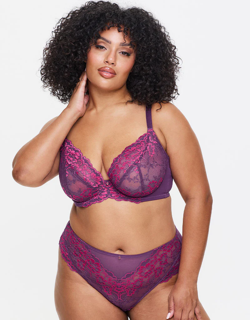 Ann Summers Sexy Lace High Waist Brazilian Brief Dark Purple - Image 2