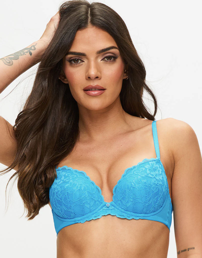 Ann Summers Sexy Lace Padded Plunge Bra Aqua Blue - Image 3