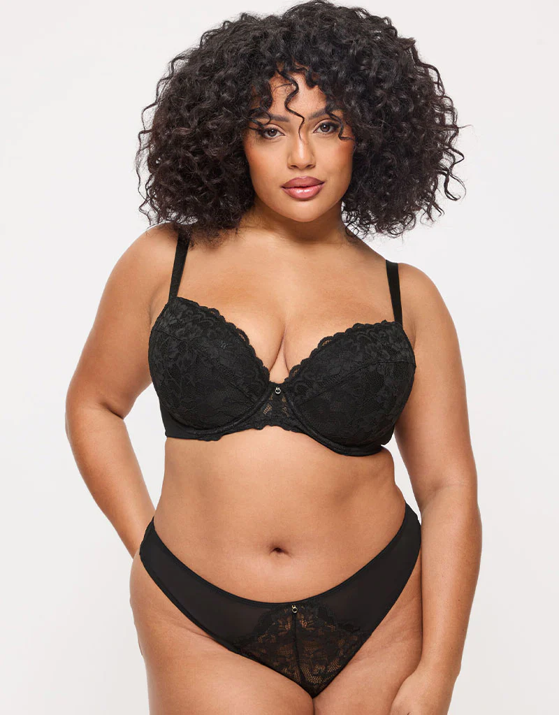 Ann Summers Sexy Lace Padded Plunge Bra Black