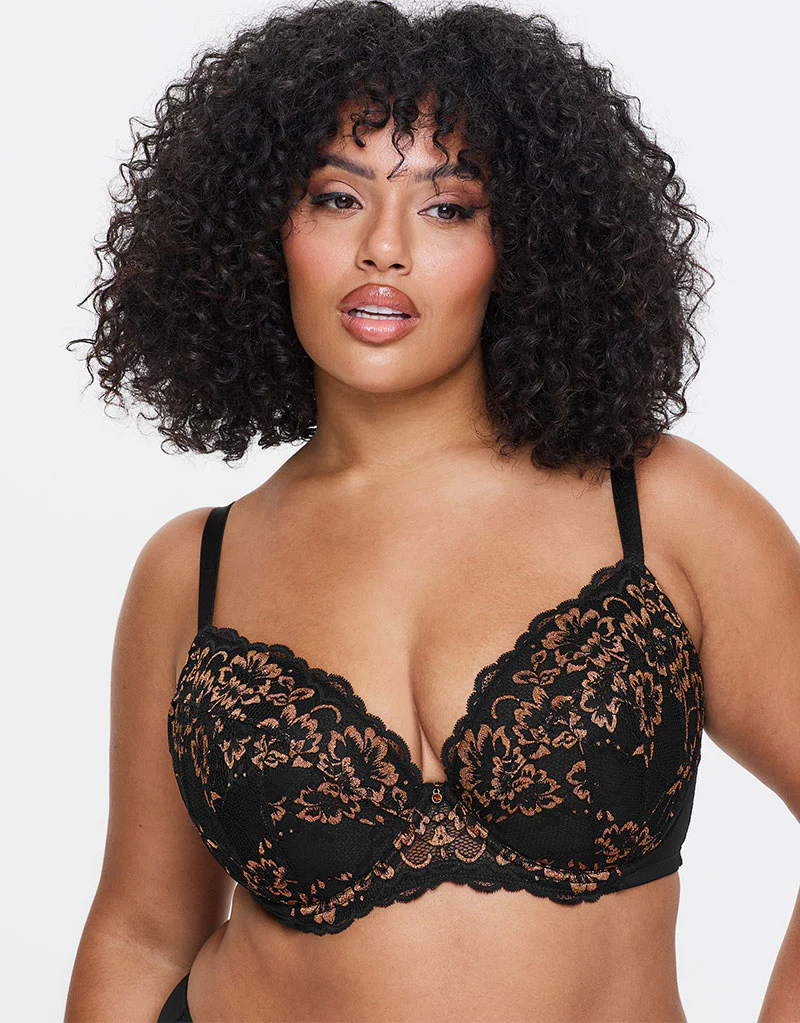 Ann Summers Sexy Lace Padded Plunge Bra Black/Bronze - Image 3