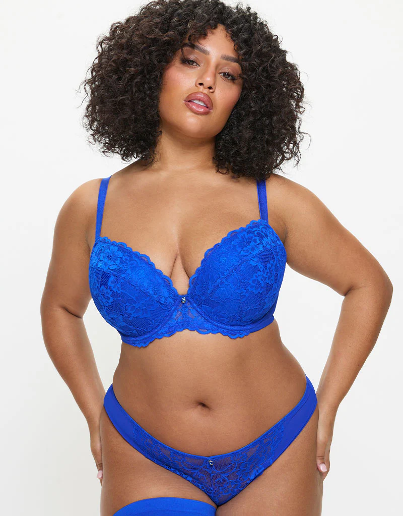 Ann Summers Sexy Lace Padded Plunge Bra Greek Blue - Image 2
