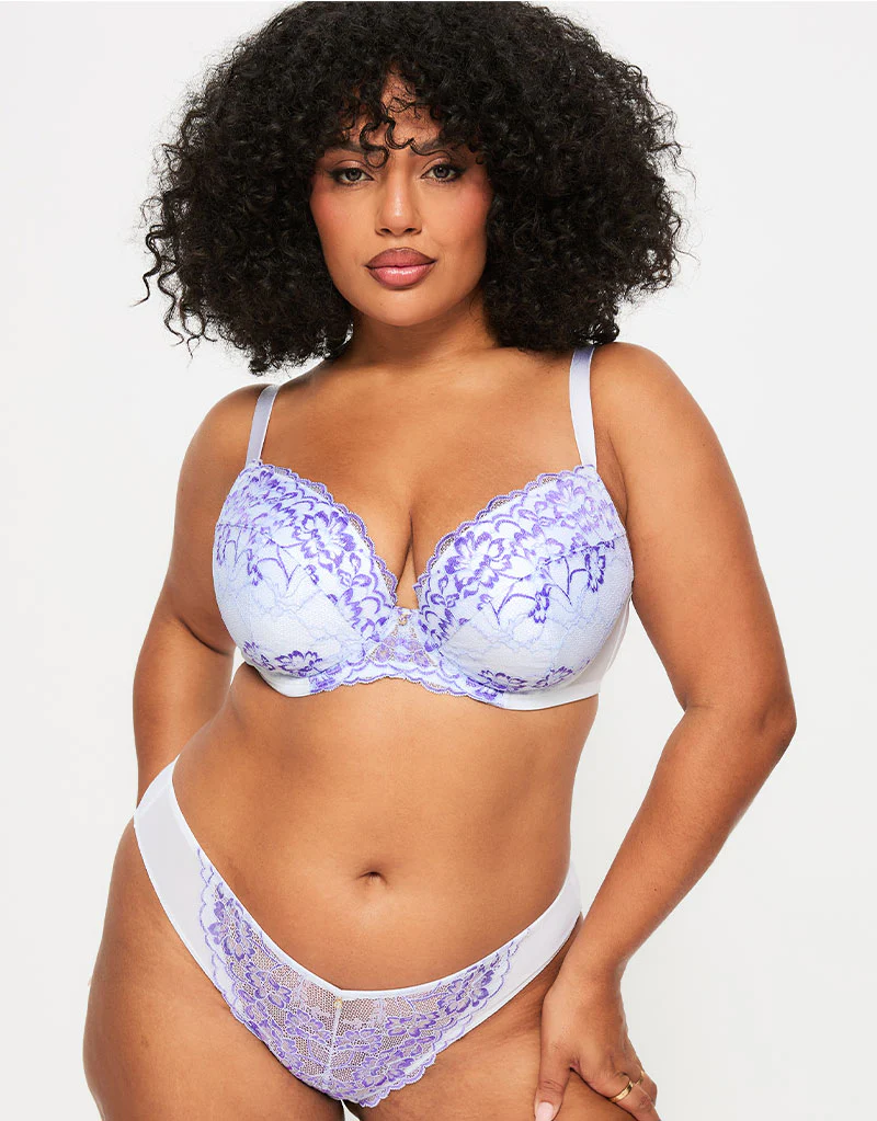Ann Summers Sexy Lace Padded Plunge Bra White/Lilac