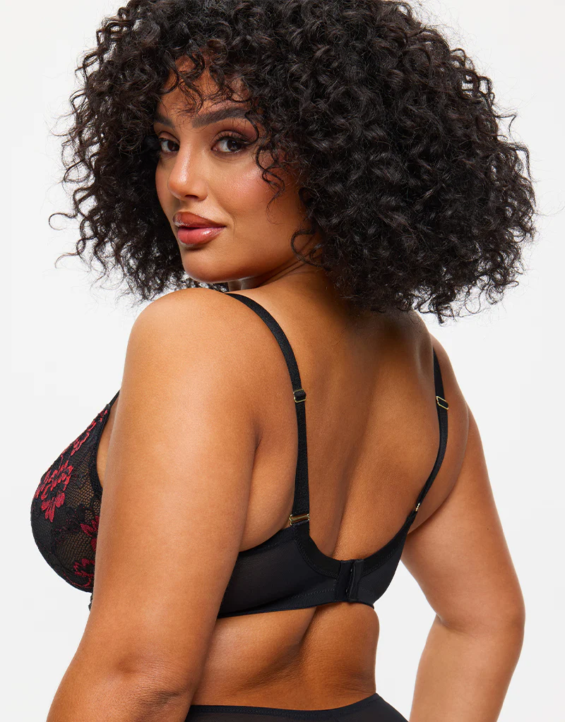 Ann Summers Sexy Lace Plunge Bra Black/Red - Image 5