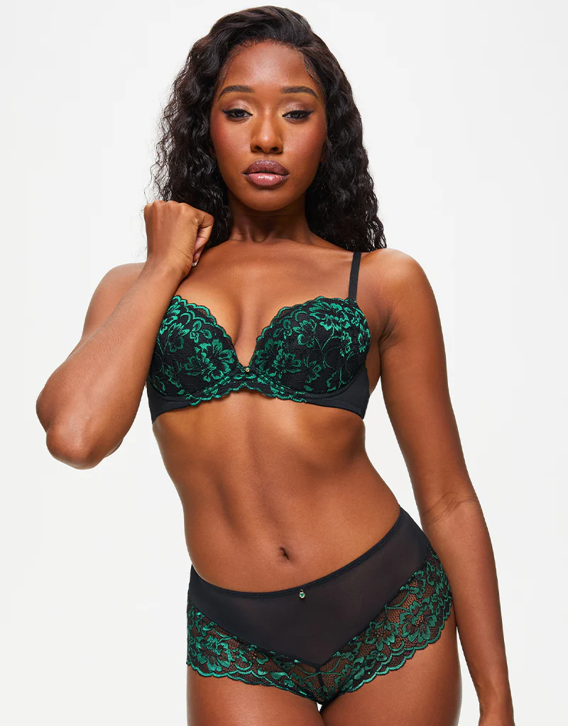 Ann Summers Sexy Lace Short Black/Green - Image 4