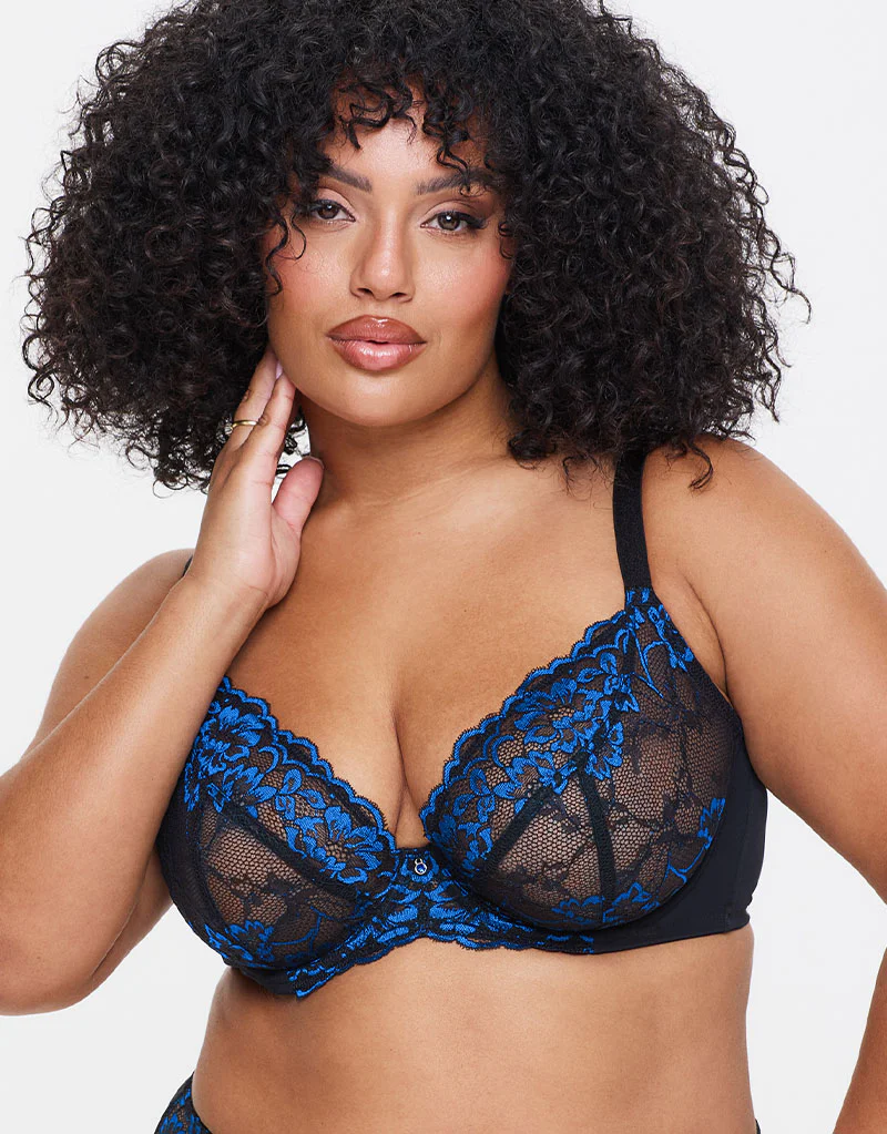Ann Summers Sexy Lace Plunge Bra Black/Blue - Image 3