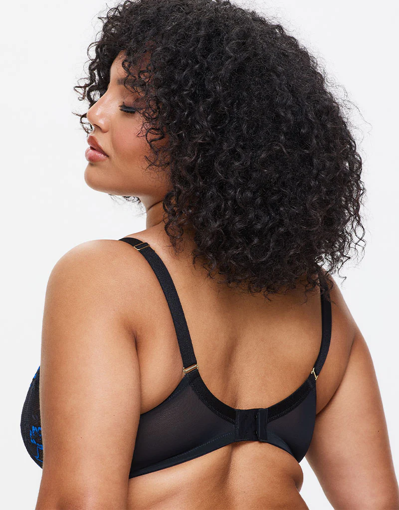 Ann Summers Sexy Lace Plunge Bra Black/Blue - Image 5