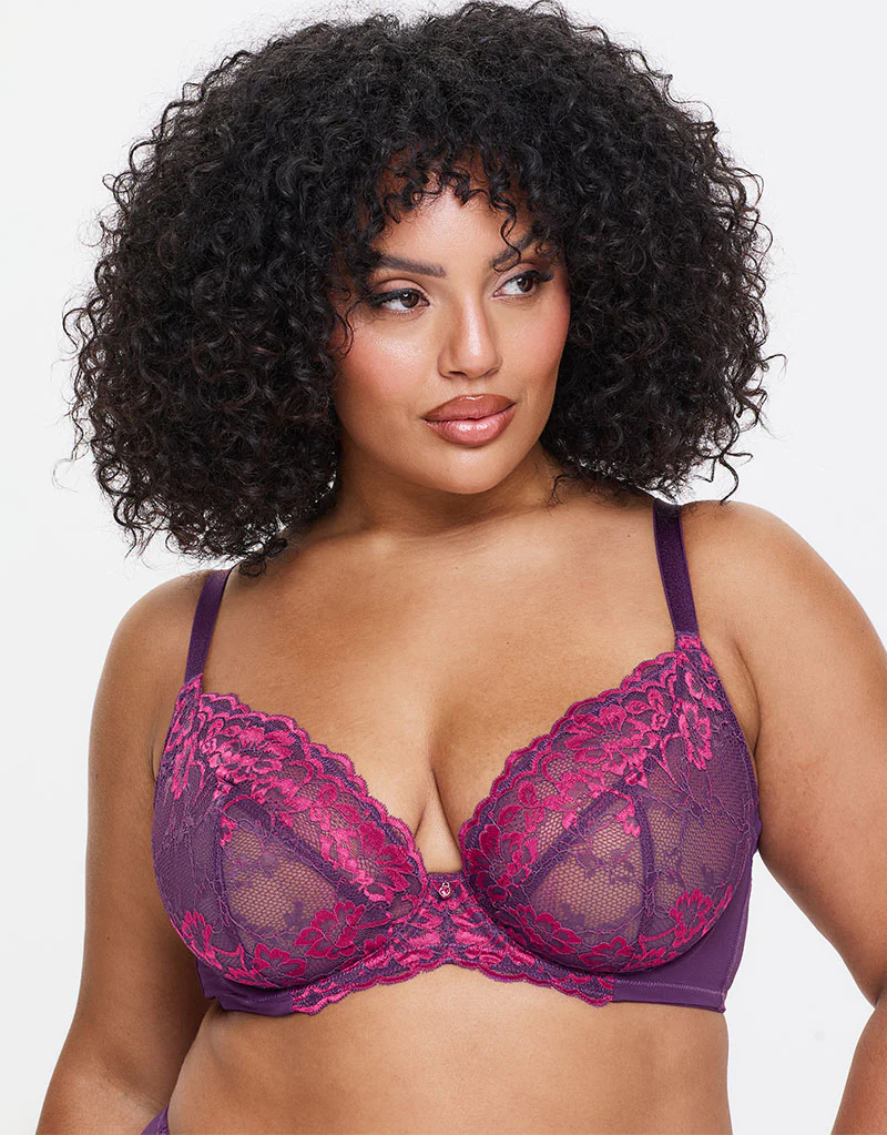 Ann Summers Sexy Lace Plunge Bra Dark Purple - Image 2