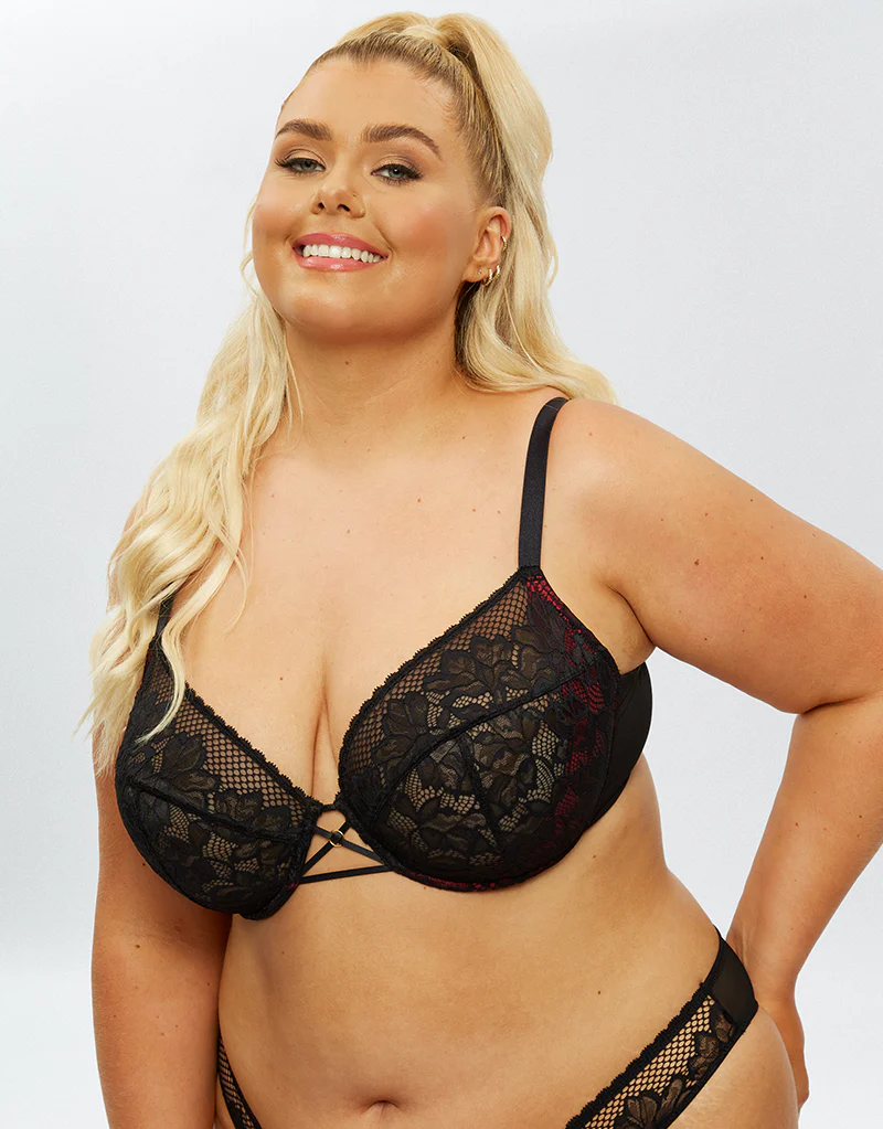 Ann Summers The Lasting Lover Plunge Bra Black/Red - Image 2