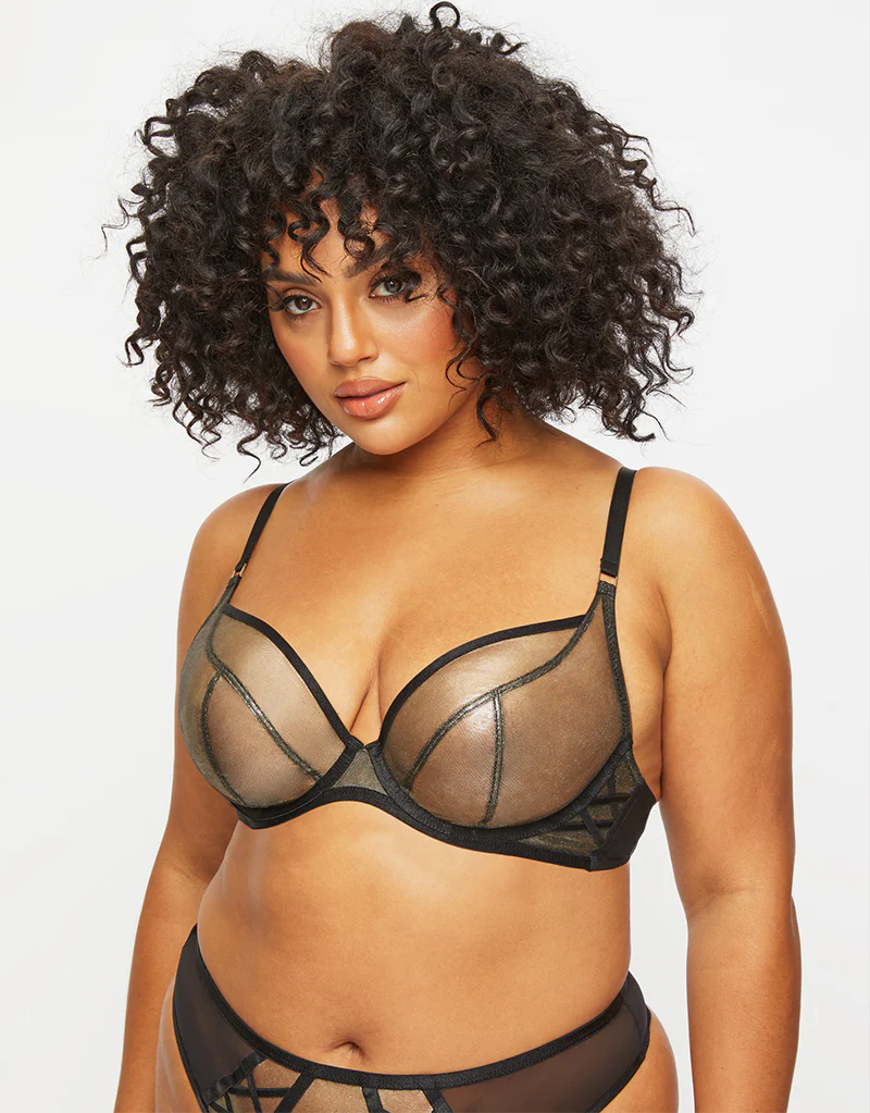 Ann Summers The Palazzo Shine Plunge Bra Black/Gold - Image 2