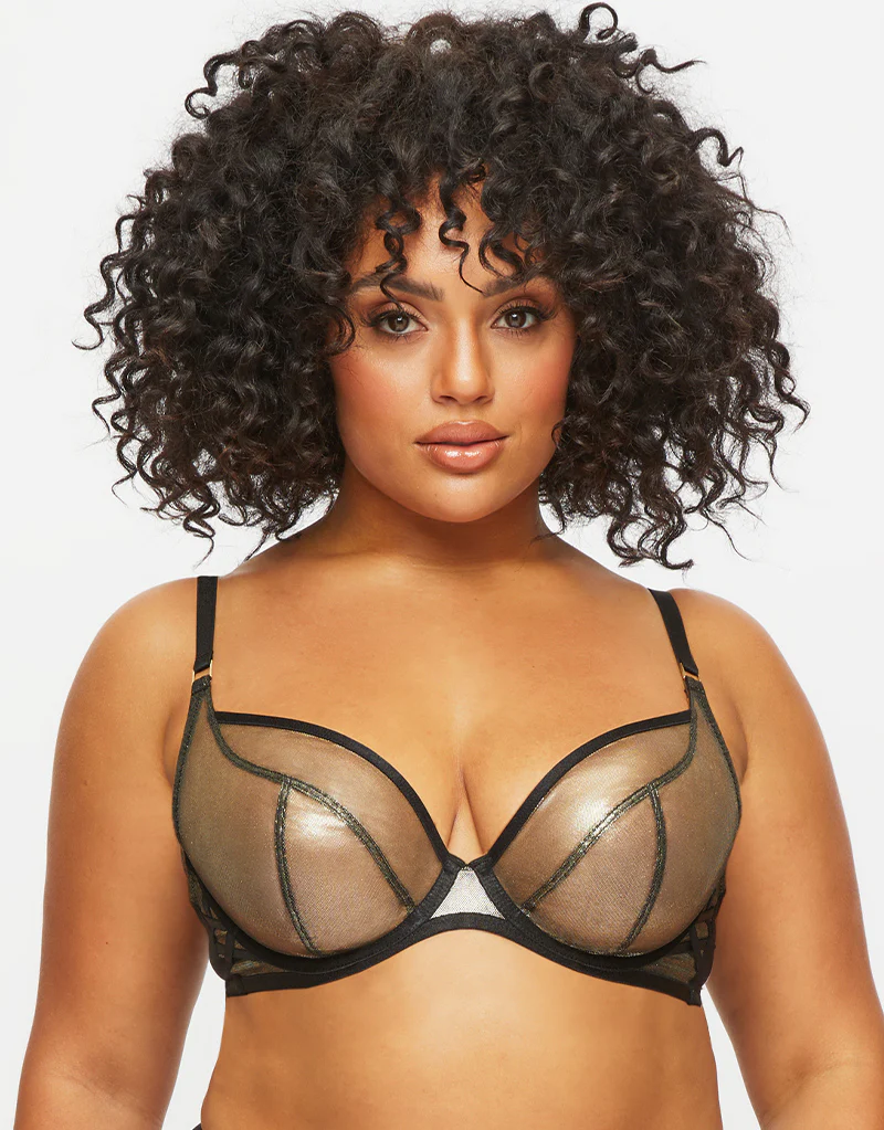 Ann Summers The Palazzo Shine Plunge Bra Black/Gold - Image 3