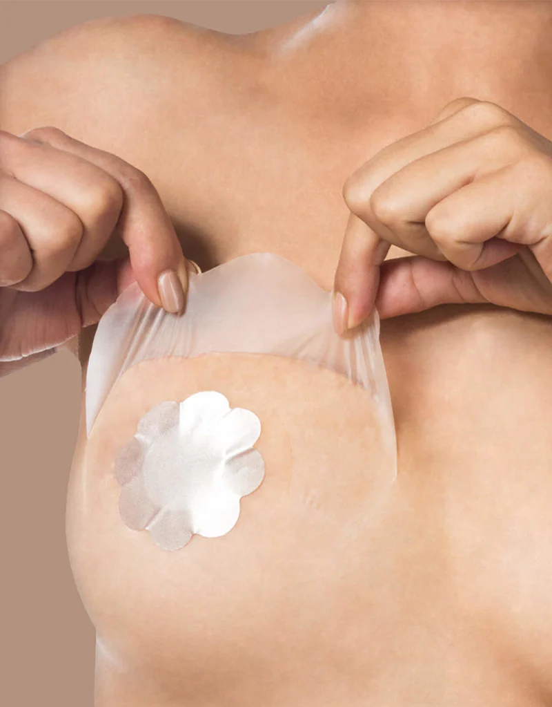 Bye Bra Breast Lift Tape F-H Cup With Satin Nipple Covers Beige - Image 3