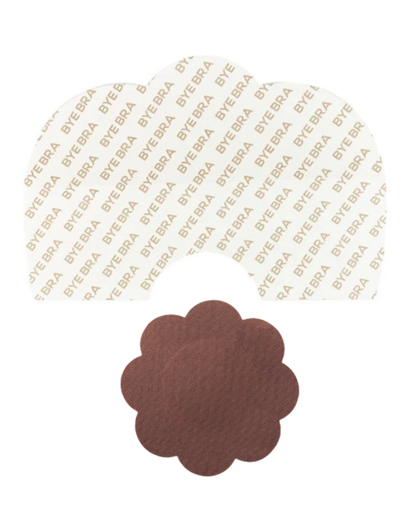 Bye Bra Breast Lift Tape F-H Cup With Satin Nipple Covers Brown - Image 3