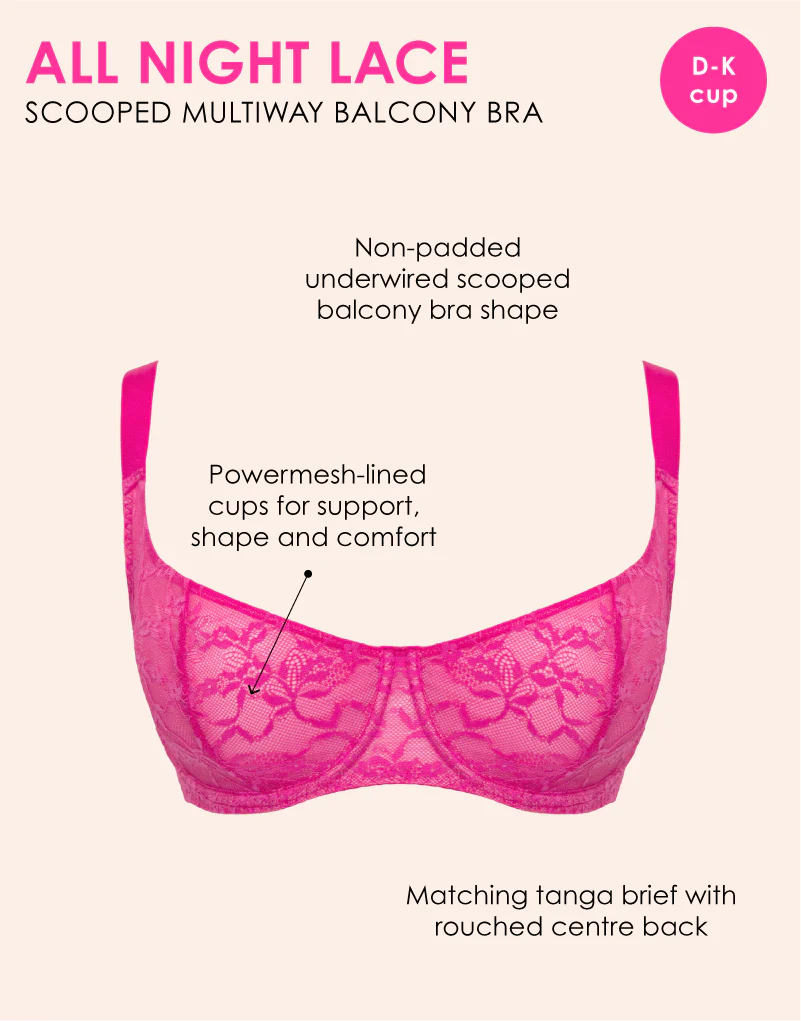 Curvy Kate All Night Lace Scooped Multiway Balcony Bra Hot Pink/ Blush - Image 3