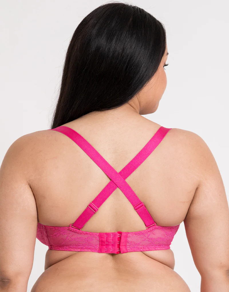 Curvy Kate All Night Lace Scooped Multiway Balcony Bra Hot Pink/ Blush - Image 6
