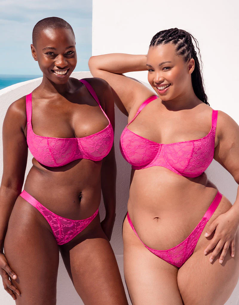 Curvy Kate All Night Lace Scooped Multiway Balcony Bra Hot Pink/ Blush - Image 9