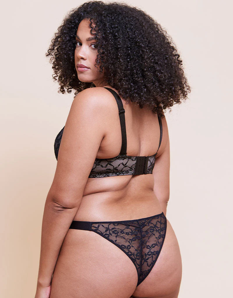 Curvy Kate All Night Lace Tanga Black/Blush - Image 4