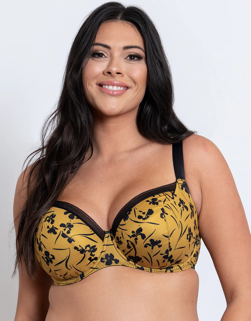 Curvy Kate Artisan Balcony Bra Ochre/Black - Image 3