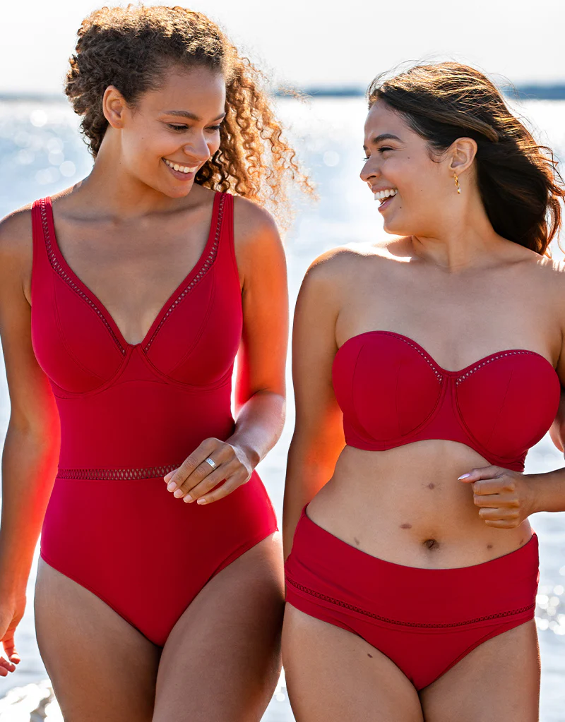 Curvy Kate First Class Bandeau Strapless Multiway Bikini Top Red - Image 13