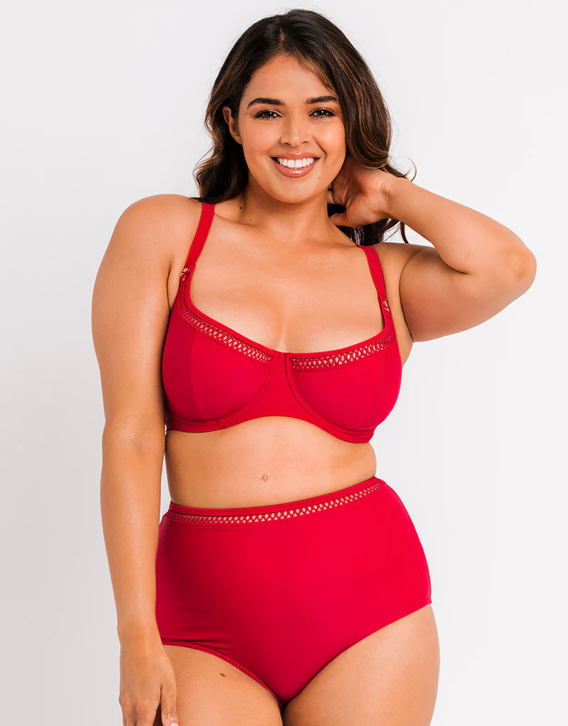 Curvy Kate First Class High Waist Bikini Bottom Red - Image 3