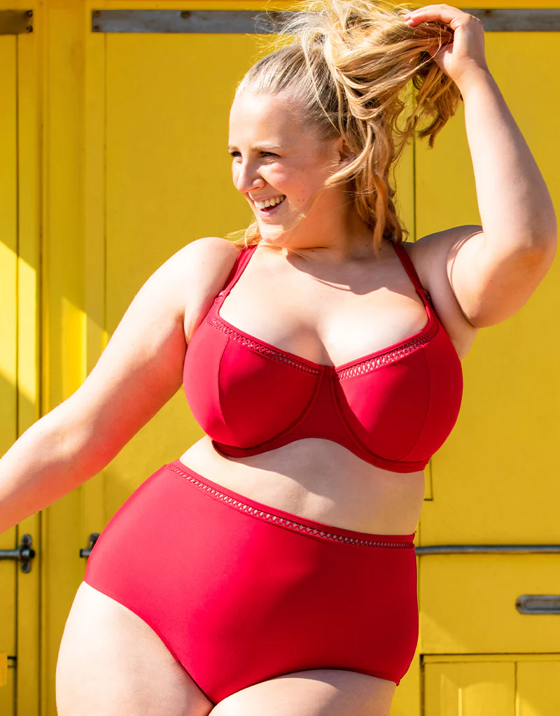 Curvy Kate First Class High Waist Bikini Bottom Red - Image 5