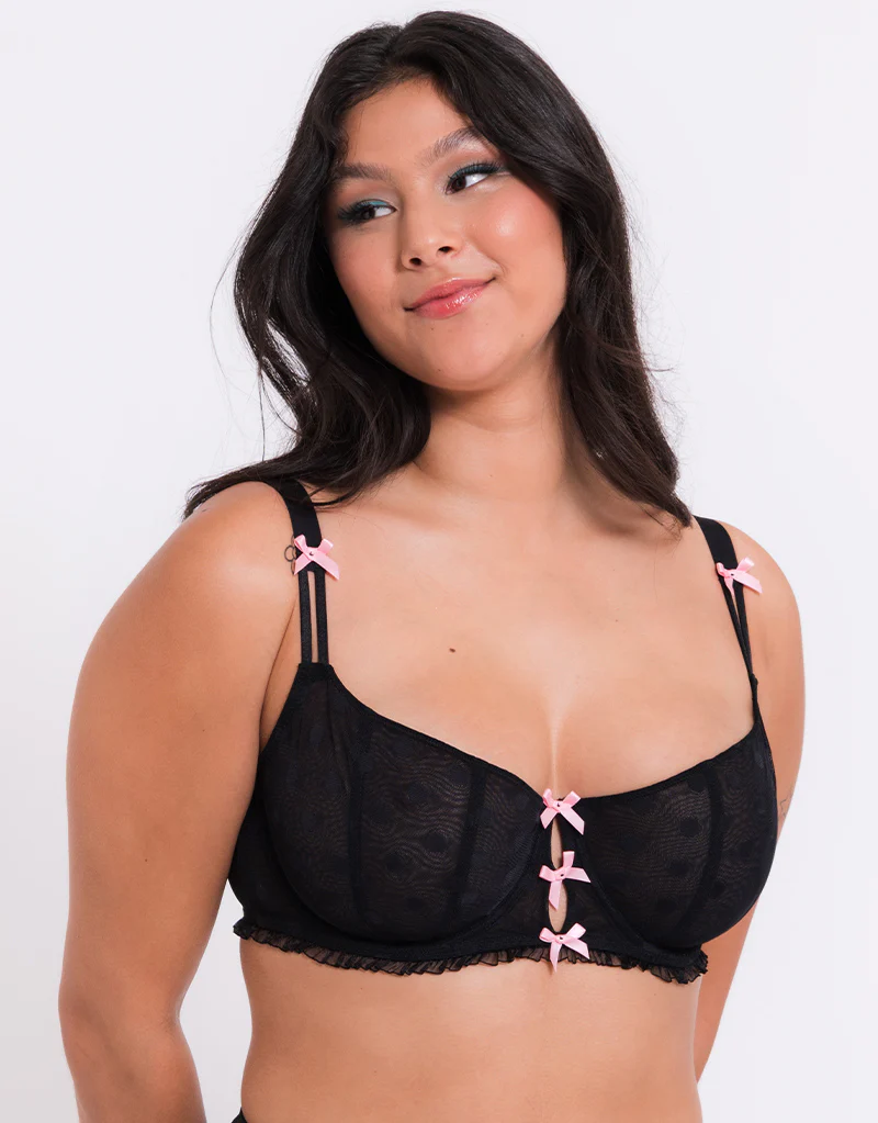 Curvy Kate Frill Me Balcony Bra Black/Pink - Image 3