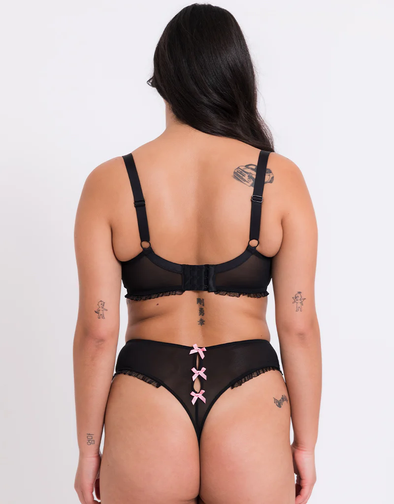 Curvy Kate Frill Me High Waist Thong Black/Pink - Image 4