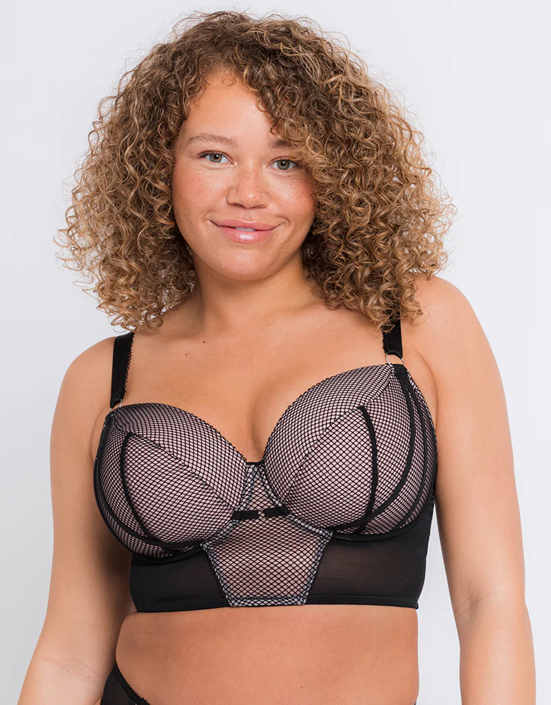 Curvy Kate Gin Fizz Longline Balcony Bra Black/Blush - Image 3