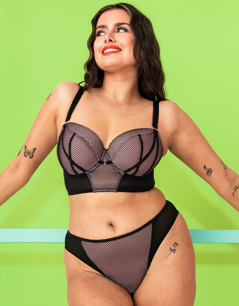 Curvy Kate Gin Fizz Longline Balcony Bra Black/Blush - Image 9