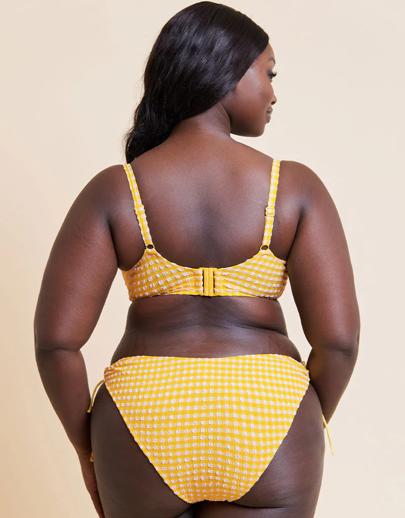Curvy Kate Holiday Check Scooped Balcony Bikini Top Sunshine Yellow - Image 6