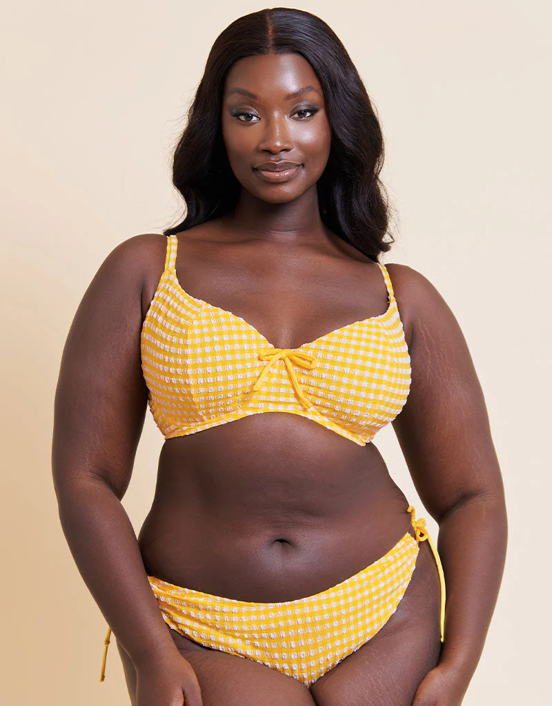 Curvy Kate Holiday Check Tie-Side Bikini Brief Sunshine Yellow - Image 3