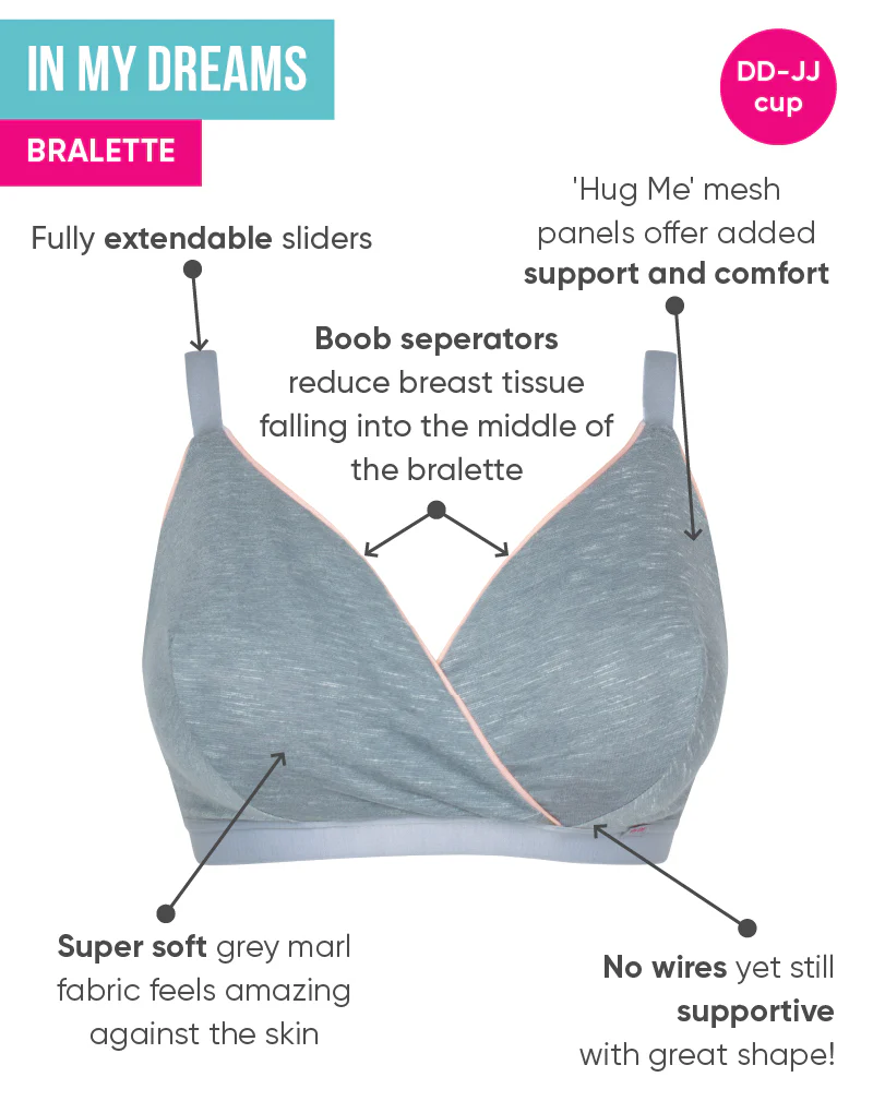 Curvy Kate In My Dreams Non-Wired Bralette Grey/Peach - Image 3