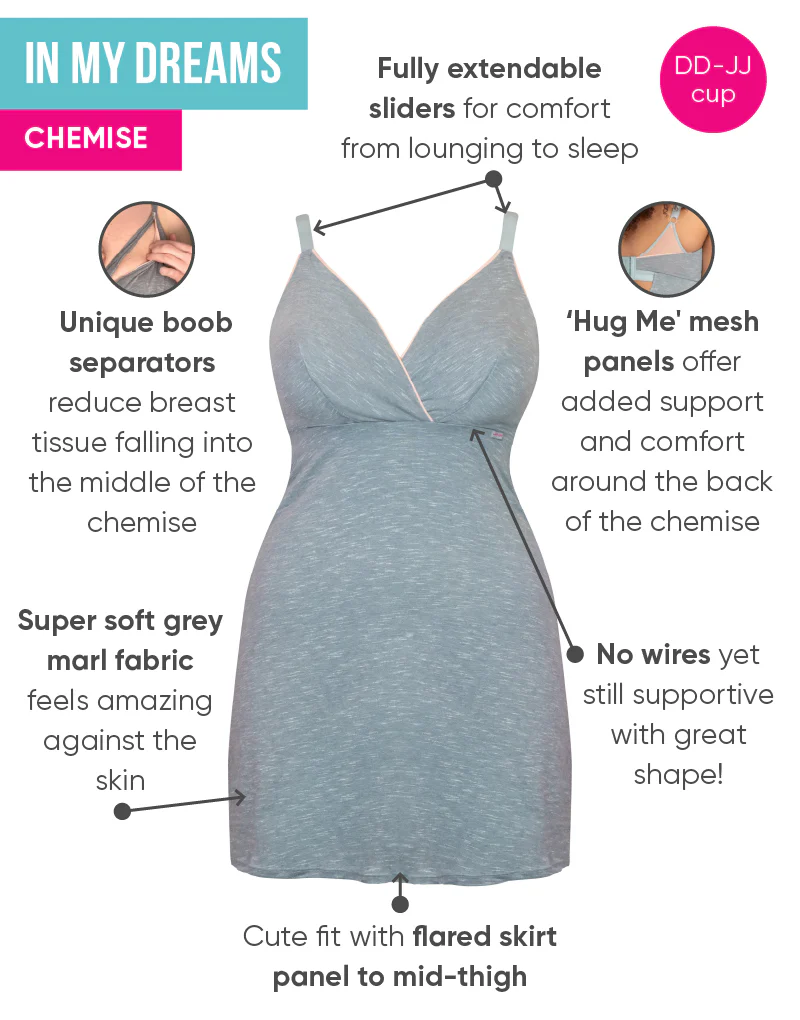 Curvy Kate In My Dreams Chemise Grey/Peach - Image 3