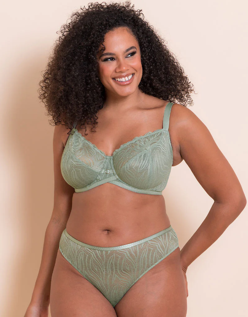 Curvy Kate Lace Daze Brazilian Brief Sage Green - Image 3