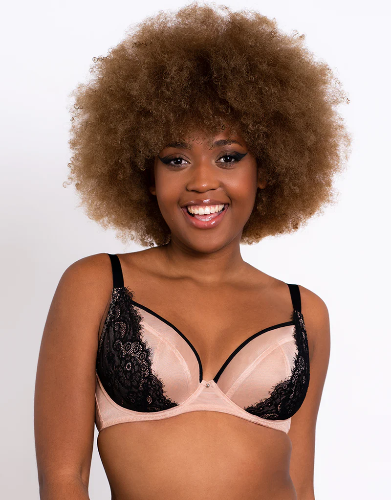 Curvy Kate Lifestyle Lace Plunge Bra Latte/Black - Image 2