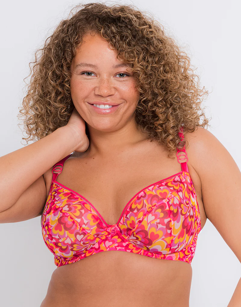 Curvy Kate Lifestyle Plunge Bra Pink Hearts - Image 3