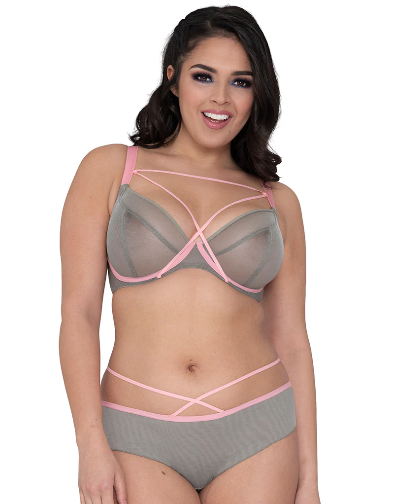 Curvy Kate Lifestyle X Plunge Bra Khaki/Pink - Image 6