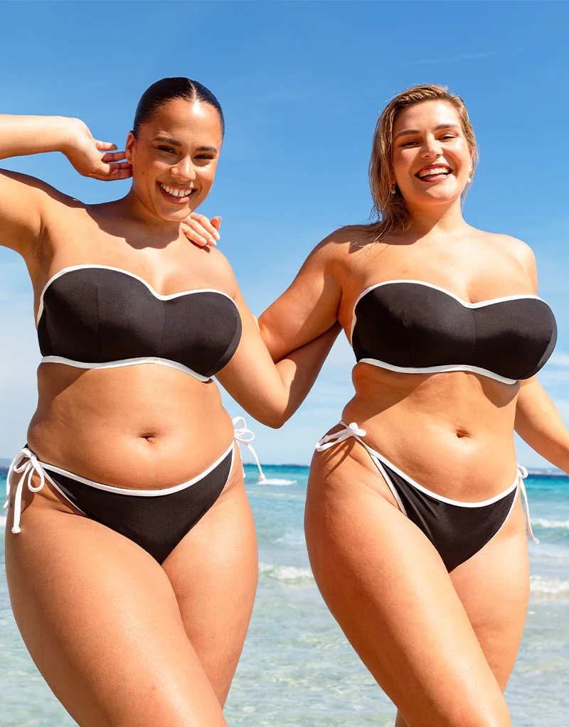 Curvy Kate Minimalist Bandeau Strapless Multiway Bikini Top Black/White - Image 10