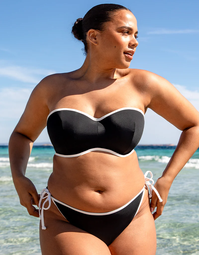 Curvy Kate Minimalist Bandeau Strapless Multiway Bikini Top Black/White - Image 2