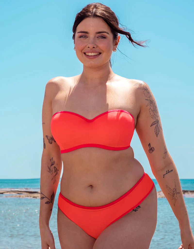 Curvy Kate Minimalist Bandeau Strapless Multiway Bikini Top Coral/Pink - Image 8