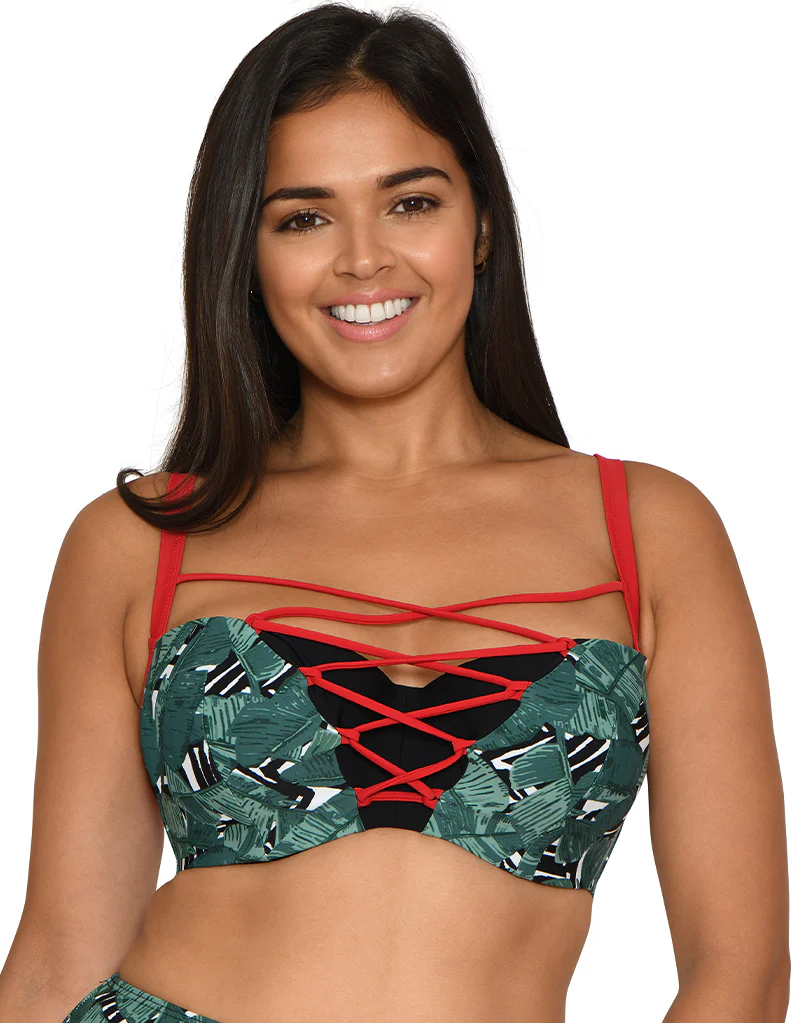 Curvy Kate Paradise Palm Padded Balcony Bikini Top Palm Print - Image 3
