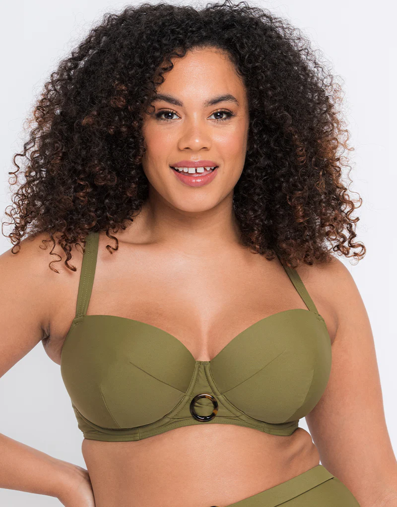 Curvy Kate Retro Sun Padded Balcony Bikini Multiway Top Olive - Image 3