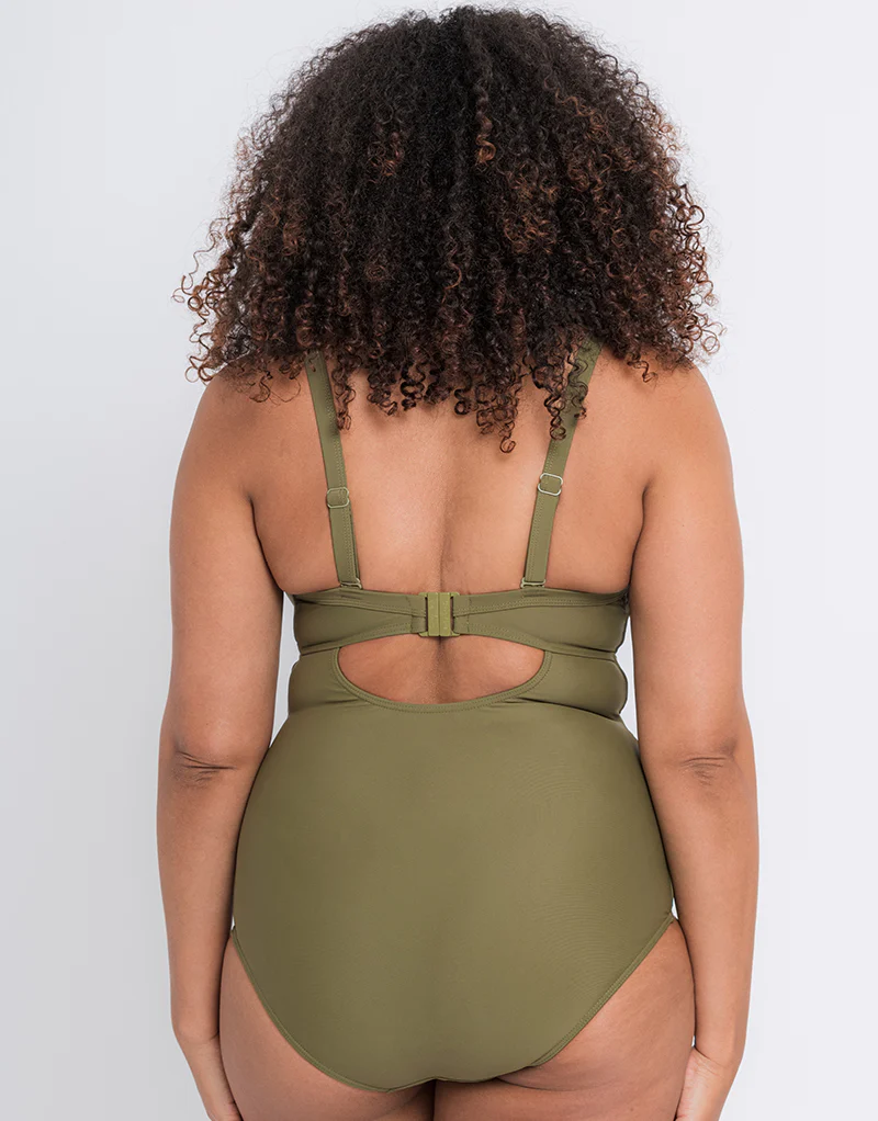 Curvy Kate Retro Sun Padded Plunge Swimsuit Olive - Image 6