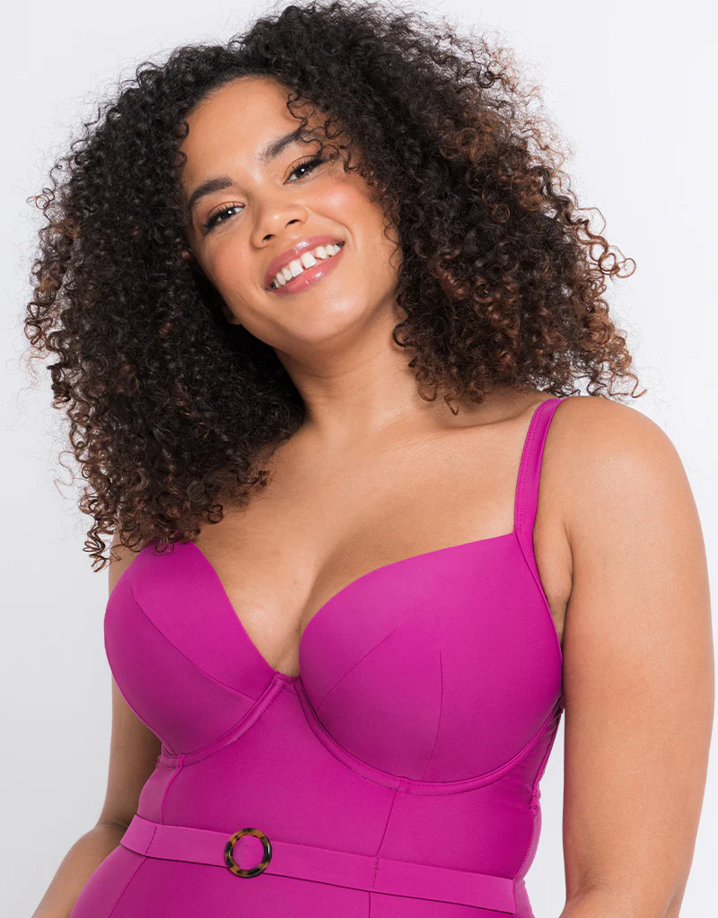 Curvy Kate Retro Sun Padded Plunge Swimsuit Orchid - Image 3