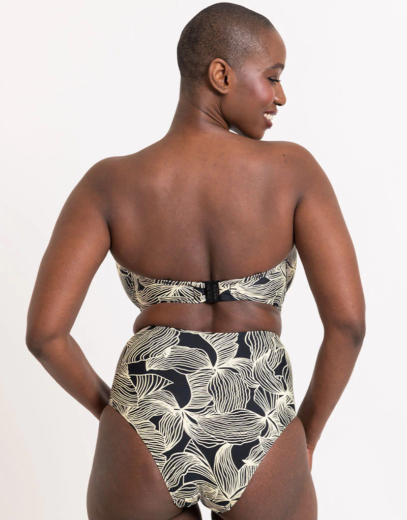 Curvy Kate Ripple Reef Bandeau Bikini Top Black Print - Image 10